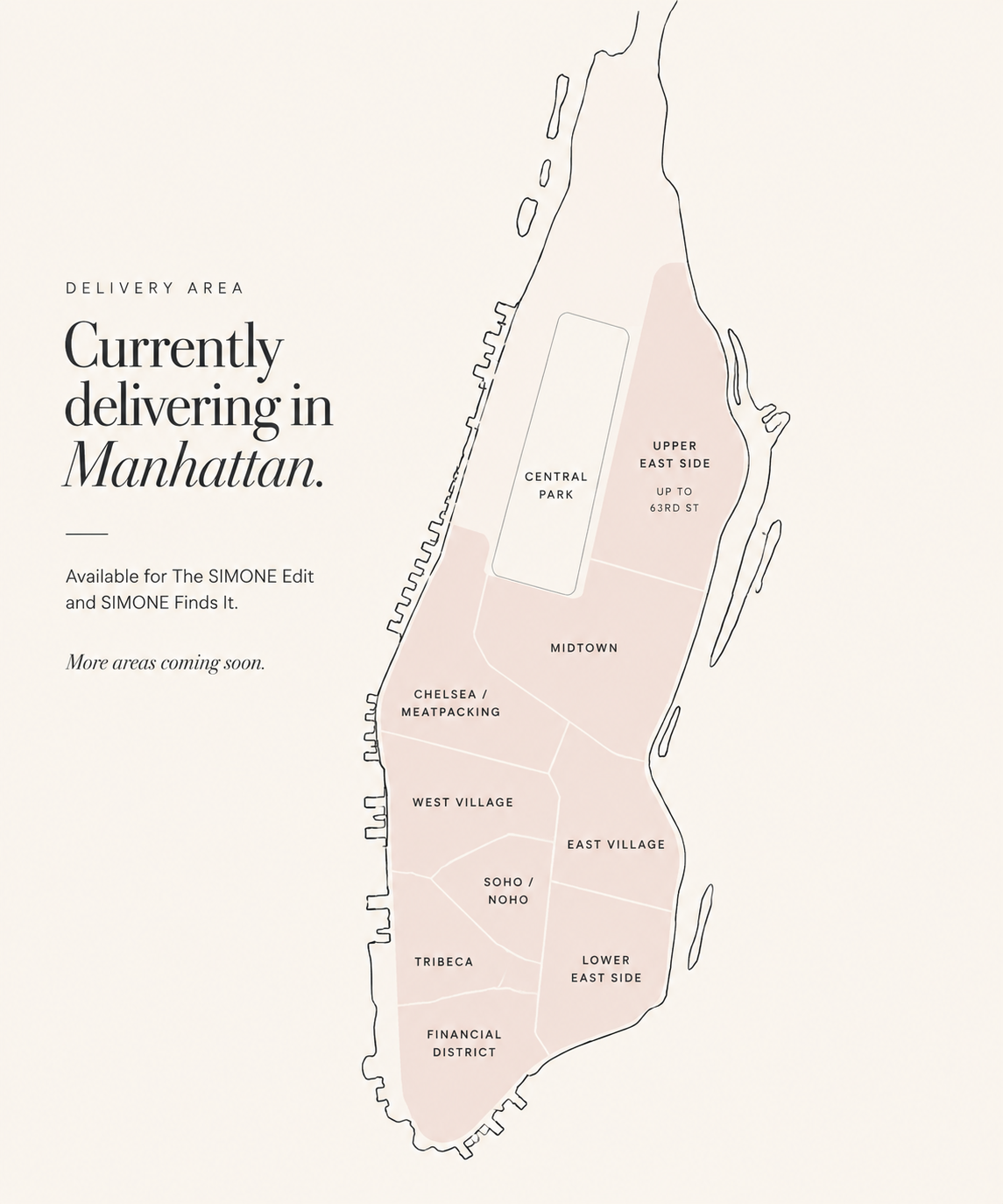 SIMONE Manhattan delivery area map